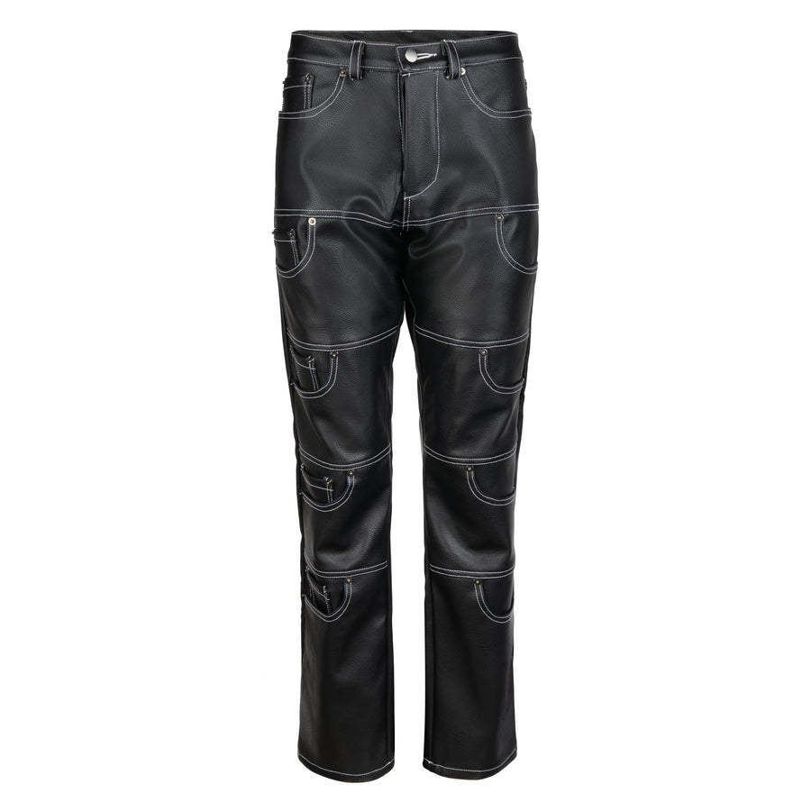 Multi-pocket Vegan Leather Pants Black – FETTI New York