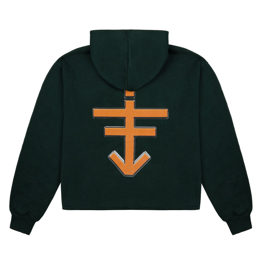 Cropped Logo Hoodie - Forest Green